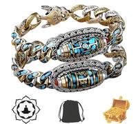 Camic Bracelet Tibetain Femme Homme Porte Bonheur Turquoise Six-Character Mantra Nine-Eyed Dzi Bead Bracelet (18cm/7.09in, 1 Six Character)