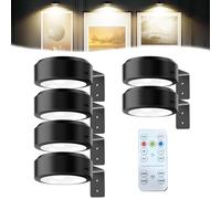 Camic Leonneo Picture Lights for Wall, Wireless Rechargeable Magnetic LED Painting Light, Painting Frame Lights with Remote Dimmable and Timer, Art Display Light (Black-RGB, 6 Pcs)