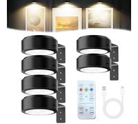 Camic Leonneo Picture Lights for Wall, Wireless Rechargeable Magnetic LED Painting Light, Painting Frame Lights with Remote Dimmable and Timer, Art Display Light (Black-Three colors, 6 Pcs)