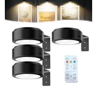 Camic Leonneo Picture Lights for Wall, Wireless Rechargeable Magnetic LED Painting Light, Painting Frame Lights with Remote Dimmable and Timer, Art Display Light (Black-Three colors, 4 Pcs)