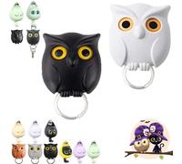Camic Night Owl Key Holder, Night Owl Magnetic Wall Key, Cute Owl Key Holder, Creative Automatic Open Close Eyes Owl Keychain Holder, Key Hanger Storage Hook Hanging Key (2PCS A)