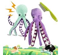 Camic Pawforloves Premium Pet Plush Toy, Paw for Loves Dog Toy to Keep Them Busy, Squeaky Dog Toys for Aggressive Chewers, Pet Toys Octopus for Small, Medium, Large Dogs (Green, Purple)