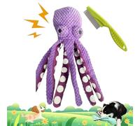 Camic Pawforloves Premium Pet Plush Toy, Paw for Loves Dog Toy to Keep Them Busy, Squeaky Dog Toys for Aggressive Chewers, Pet Toys Octopus for Small, Medium, Large Dogs (Purple)