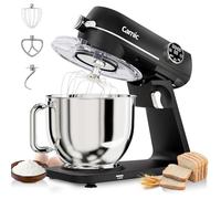 Camic Robot Pâtissier 1800W Tout Métal Avec - Bol Inox 8L 10 Vitesses, Écran LED Tactile, Minuterie, Batteur à Pâte Avec Fouet, Crochet Pétrisseur et Batteur Pour la Préparation de Gâteaux et Pains