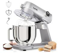 Camic Robot Pâtissier 1800W Tout Métal Avec - Bol Inox 8L 10 Vitesses, Écran LED Tactile, Minuterie, Batteur à Pâte Avec Fouet, Crochet Pétrisseur et Batteur Pour la Préparation de Gâteaux et Pains