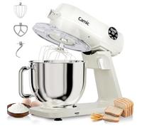 Camic Robot Pâtissier 1800W Tout Métal Avec - Bol Inox 8L 10 Vitesses, Écran LED Tactile, Minuterie, Batteur à Pâte Avec Fouet, Crochet Pétrisseur et Batteur Pour la Préparation de Gâteaux et Pains