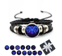 Camic Spirilet Bracelet for Women, Zodiac Signs Spirit Bracelet, Serene Manifestation Bracelet, Adjustable 12 Constellation Zodiac Leather Bracelets Unsex (Aries)