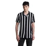 JACK & JONES Jjjeff Resort T-Shirt à Rayures SS Relaxed Chemise, Noir, M Homme
