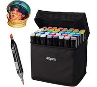 Camiki Art 40 Couleurs Feutres à Alcool Double Pointe, Marqueurs Pinceau et Ciseau pour Coloriage Adulte, Dessin, Animation - Idéal pour Artistes, Étudiants, Débutants - Avec Pochette de Transport