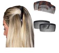 Camila Lot de 2 peignes latéraux Paris French - 2 couleurs chacun - Courbes - Flexibles - Résistants - En cellulose - Pinces à cheveux pour femme - Antidérapantes - Fabriquées en France