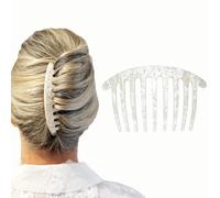 Camila Paris CP3737 Peigne latéral français arrondi, blanc et pierres, peignes à cheveux torsadés français, pinces à cheveux décoratives pour chignon et filles, accessoires de cheveux faits à la main