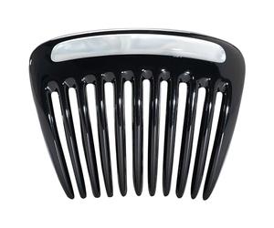 Camila Paris CP3769 Peigne à cheveux français petit arrondi noir et perle, peignes à cheveux français torsadés, pinces à cheveux forte tenue pour chignon chignon, accessoires de coiffure pour filles,