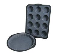 Camilla Gift Fackelmann Set tarte 25 cm et moule à muffins à 12 empreintes. Matériau innovant en fibre de verre revêtu de silicone pour la pâtisserie de haute précision.