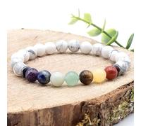 Camille Ambiance Nature Attitude Zen : 1 BRACELET BOULE 08MM - 7 CHAKRAS + HOWLITE BLANCHE qualité A
