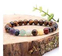 Camille Ambiance Nature Attitude Zen : 1 Bracelet boule 08mm - 7 chakras + oeil de tigre qualité A