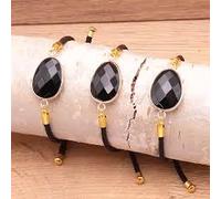 Camille Ambiance Nature Attitude Zen : 1 Bracelet cordon réglable obsidienne noire qualité A