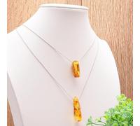 Camille Ambiance Nature Attitude Zen : 1 Pendentif pierre percée ambre cognac AA 20 à 40mm