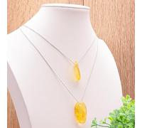 Camille Ambiance Nature Attitude Zen : 1 Pendentif pierre percée ambre Jaune AA 20 à 40mm