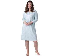 Camille Chemise de Nuit à Manches Longues en Jersey Classique pour Femmes 46-48 Mint Flower
