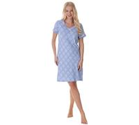 Camille Chemise de nuit pour femme 100 % coton lisse et douce - Nuisette d'été à manches courtes respirante et légère, Bleu diamanté, 38-40