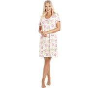 Camille Chemises De Nuit D’été en Coton Doux pour Femmes 38-40 White Floral