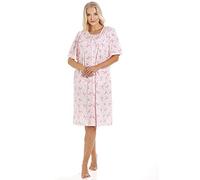 Camille Chemises de Nuit Fleuries boutonnées à Manches Courtes pour Femmes 50-52 Pink