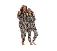 Camille Childrens Animal Print Onesie Pyjama Sets 12-14 Years Brown Snow Leopard