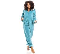 Camille Combinaison à capuche super douce avec fermeture éclair pour femme - Polaire de luxe épaisse tout en un - Manches longues avec poignets élastiques pour un confort et une chaleur ultimes, bleu