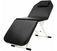 Camille De Massage Portable, Pliable, Couleur Noire, avec Cadre en Aluminium, 3 Sections, Reclinable, Imperméable, Pliable, en Peau Synthétique, pour Salon De Beauté, Tatouage