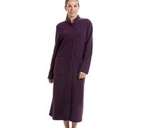 Camille Femme Molleton Doux Floral Pleine Longueur Bouton vers Le Haut Manteaux De Maison 44-46 Purple