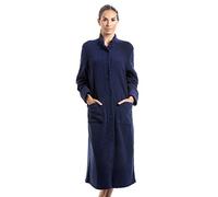Camille Femme Molleton Doux Floral Pleine Longueur Bouton vers Le Haut Manteaux De Maison 48-50 Navy Blue