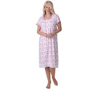 Camille Femmes Jersey Léger Coton à Manches Courtes Robes De Nuit Florales 38-40 Pink