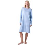 Camille Nuisette pour Femme 100% Coton Bio à Manches Longues - Chemise de Nuit légère en Coton avec Longueur Genou et Coupe décontractée, Bleu/Motif Pois, 42-44