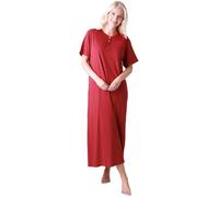 Camille Nuisette pour Femme 100% Coton Bio - Chemise de Nuit Longue en Coton léger à Motif Floral Coupe décontractée Style Maxi avec Manches Courtes, Pois Bordeaux, 46-48