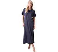Camille Nuisette pour Femme 100% Coton Bio - Chemise de Nuit Longue en Coton léger à Motif Floral Coupe décontractée Style Maxi avec Manches Courtes, Pois Bleu Marine, 42-44