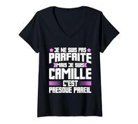 Camille Parfaite | Citation Humour Drôle Maman Mère Cadeau T-Shirt avec Col en V