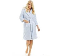 Camille Peignoir De Chambre Super Doux pour Femme - Peignoir à Capuche en Molleton De Luxe - Manches Longues, Fermeture à La Ceinture Et Poches Avant 44-46 Blue