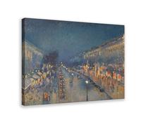 Camille Pissarro Impression sur toile The Boulevard Montmartre la nuit - Décoration murale moderne pour chambre à coucher - 60 x 90 cm