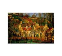 Camille Pissarro - Impressions sur toile de peintures sur toile de peintures au coin d'un village d'hiver de 1877 sur les toits rouges, affiche d'œuvres d'art pour la décoration murale de chambre à