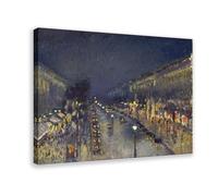 Camille Pissarro - The Boulevard Montmartre at Night Poster Impression sur toile pour chambre d'adolescent et garçon Cadre 50,8 x 76,2 cm