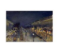 Camille Pissarro - The Boulevard Montmartre at Night - Toile décorative pour chambre à coucher, bureau, chambre, cadeau sans cadre, 61 x 91,4 cm
