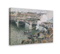 Camille Pissarro - The Pont Boieldieu, Rouen, Affiche de temps humide pour chambre esthétique sur toile et cadre d'impression 30,5 x 45,7 cm