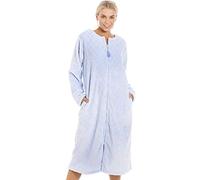 Camille Robe De Chambre Polaire Super Douce pour Femme - Peignoir Zippé à Imprimé Diamant - Manches Longues Et Poches Latérales pour Un Confort Et Une Chaleur Ultimes Violet