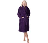 Camille Robe De Chambre Super Douce pour Femmes - Peignoir à Col Châle en Polaire De Luxe - Manches Longues, Fermeture à La Ceinture Et Poches Avant 46-48 Purple