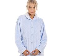Camille Veste de lit en polaire ultra douce pour femme avec col de luxe | Boutons et manches longues, restez bien au chaud et confortable toute la nuit, accessoire d'automne ou d'hiver
