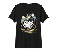 Camino de Santiago Montagne Pèlerin Espagne Compostelle T-Shirt Haut de Gamme
