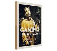 Camino de Santiago | Plaque en bois | Pèlerinage | Décoration | 30 cm x 40 cm