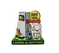 Camino De Santiago Sac 3D en résine magnétique pour réfrigérateur Motif Espagne Souvenirs de voyage Fait main Décoration de maison et cuisine Buen Camino Aimant de réfrigérateur Collection Cadeau