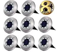 Camio Lumière Solaire Extérieur Blanc Froide 8 Pack Etanche IP65 Lampe Solaire Spot Encastrable Pour Chemin Jardin Terrace Cour
