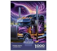 camion 1000 Morceaux Papier Écologique Semi camion violet sous un ciel de nébuleuse cosmique Casse-tête Amateurs Puzzle Entraînement Cérébral Niveau Difficulté Équilibré Divertissement 52x38cm/1000pcs
